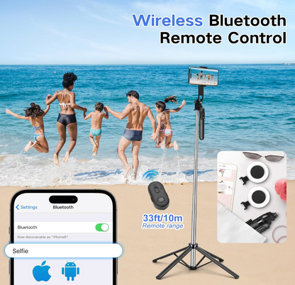 6FT 360° Creator Selfie Stick Tripod with Dual Ring Lights & Remote