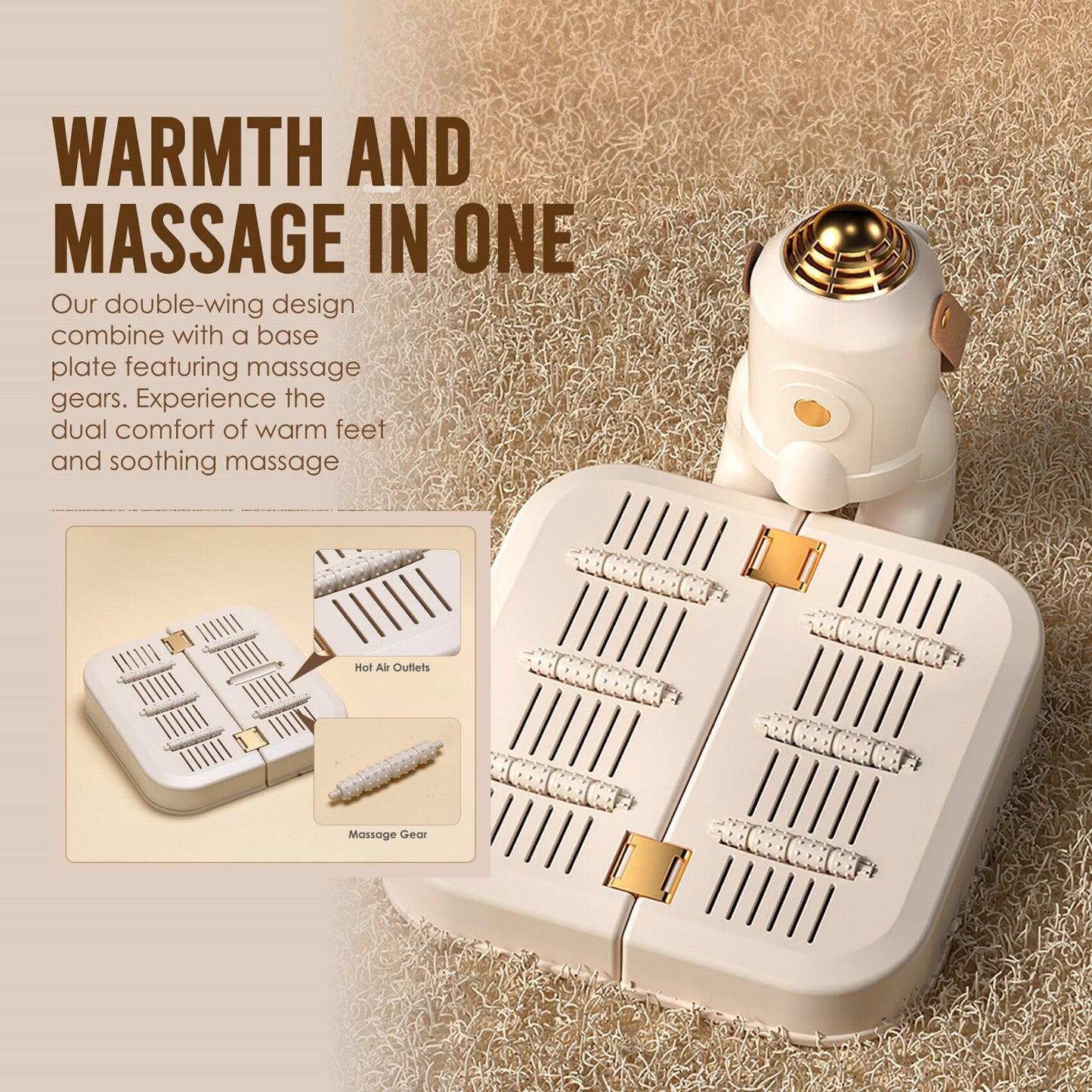 3-in-1 Multi-functional Portable Clothes & Shoe Dryer with Foot Warmer Cum Massager