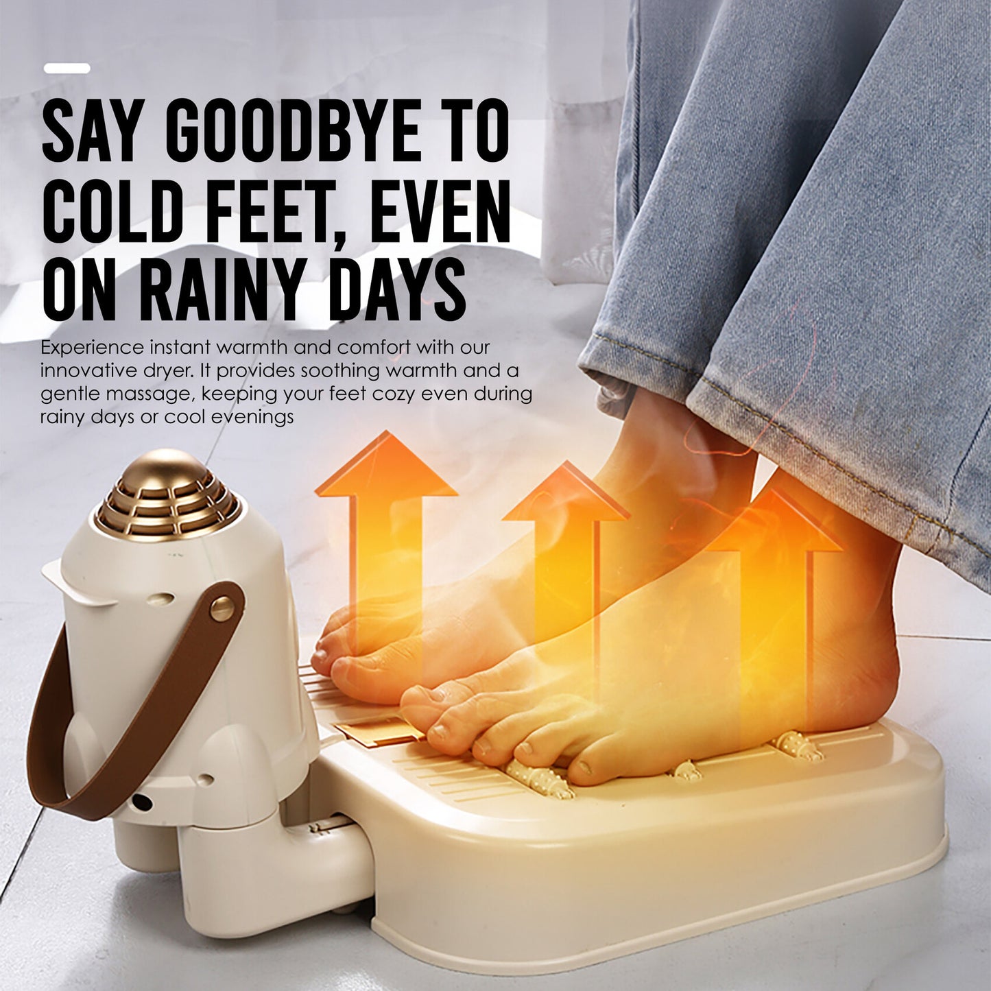 3-in-1 Multi-functional Portable Clothes & Shoe Dryer with Foot Warmer Cum Massager