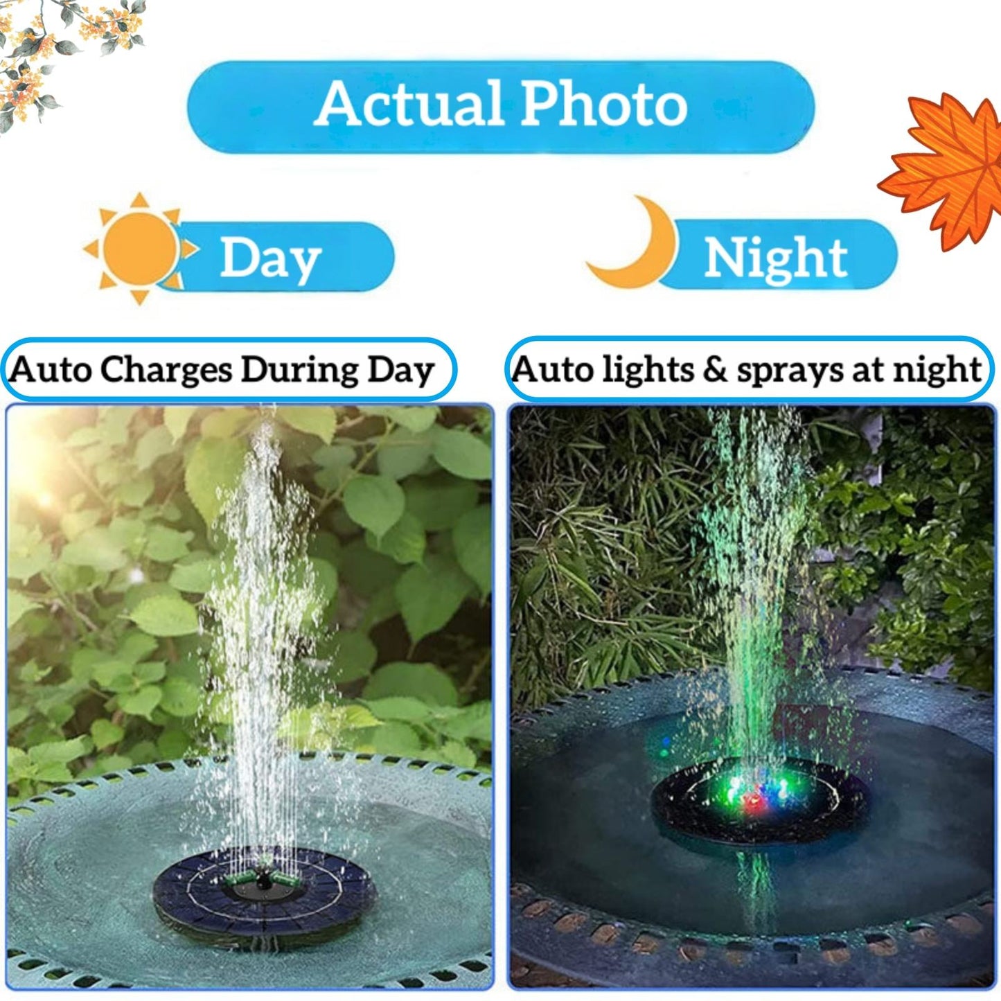 Portable Solar Pool Rotating Fountain With Light