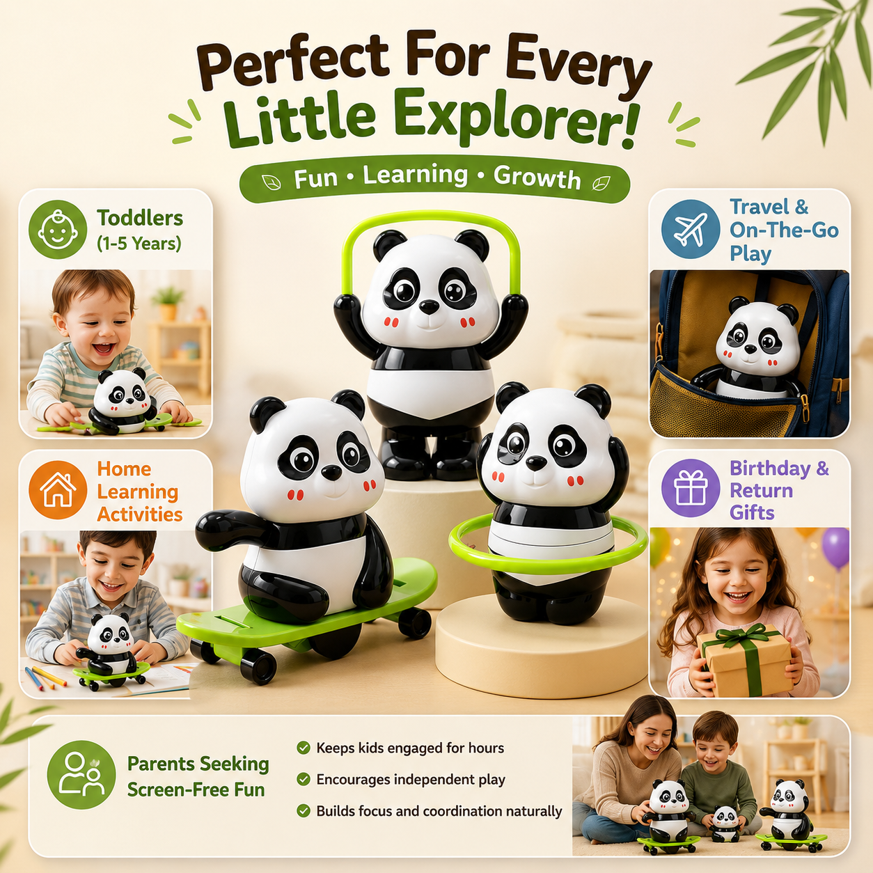 Tumbling & Swinging Panda Toy