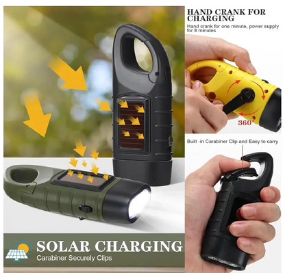 Solar Hand Crank Flashlight And Power Bank