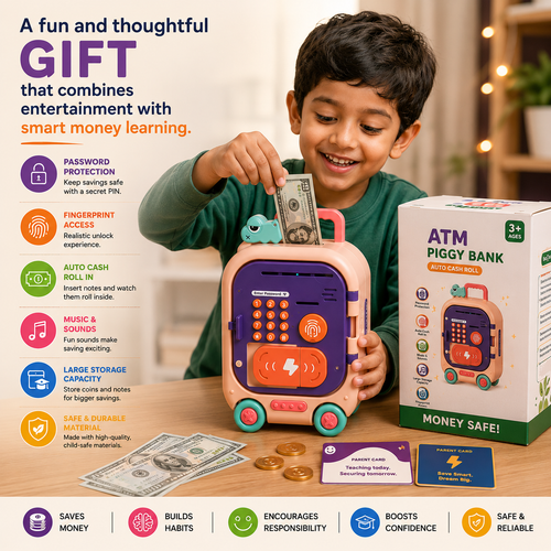 Kids ATM Machine Toy With Fingerprint Password