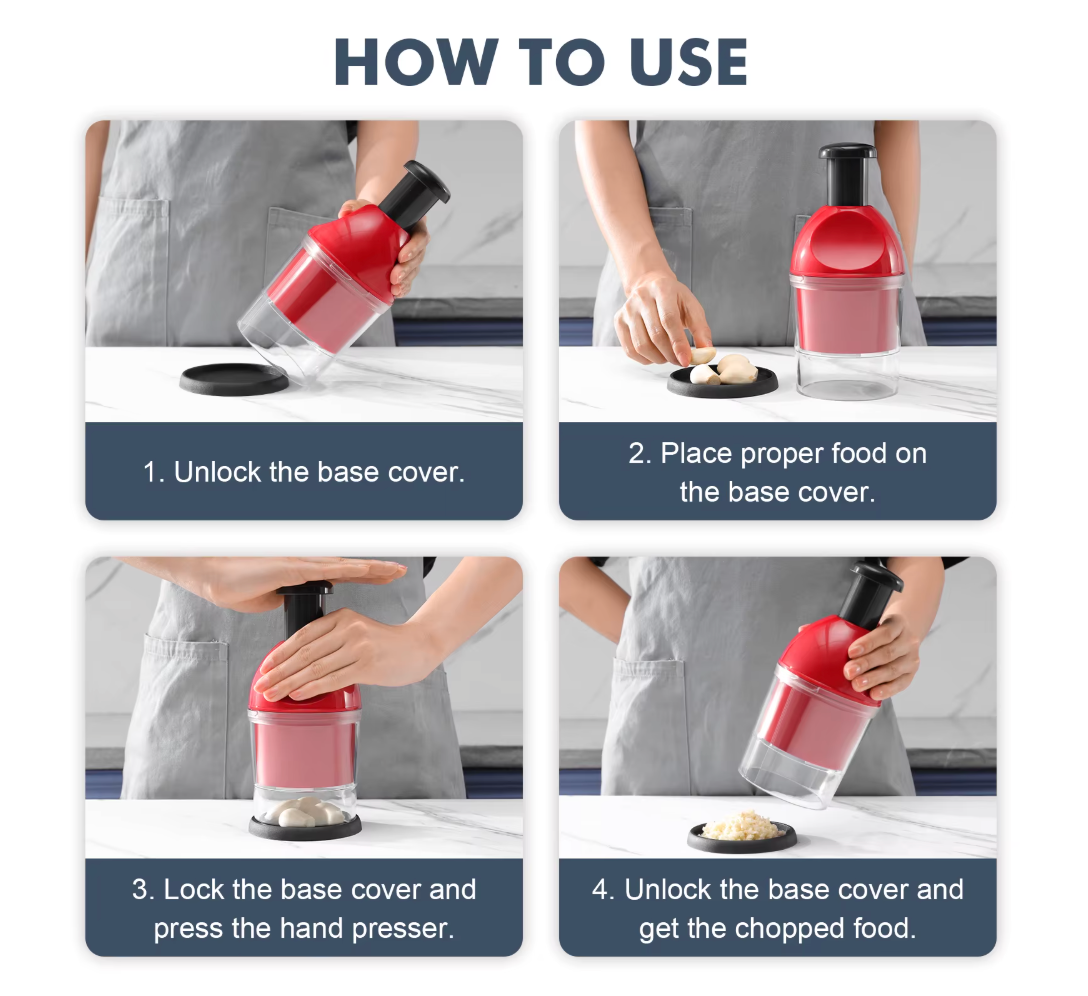 Vegetable Hand Press Chopper With Free Container