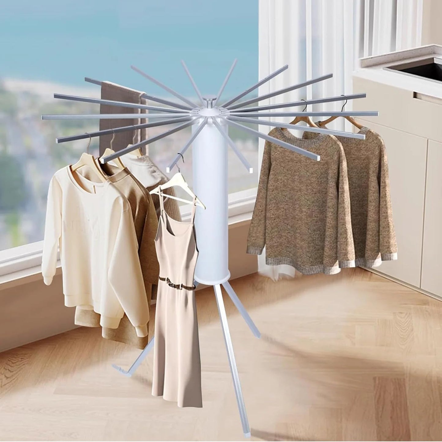 Multifunctional Foldable Rotary Clothes Drying Rack Stand
