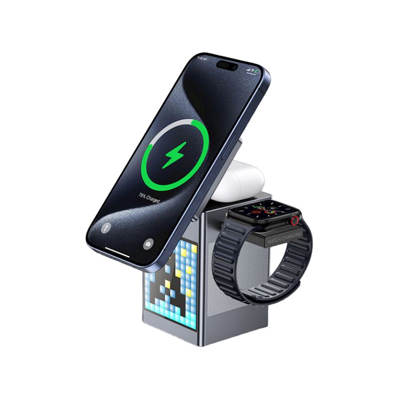 6-IN-1 MAGNETIC WIRELESS CHARGER WITH BLUETOOTH SPEAKER & ALARM CLOCK