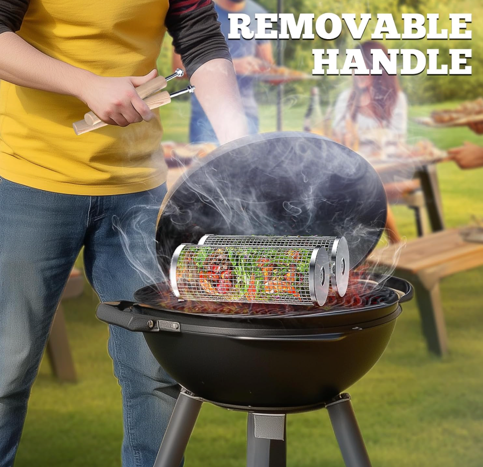 Rolling Grilling Baskets For Outdoor Grill