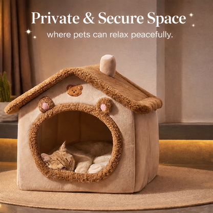 Pet House Bed with Secure Comfort Plush Cozy Space