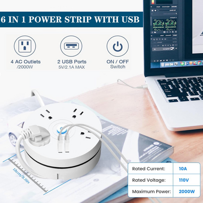 Multi-socket Plug With USB Night Light(4 Sockets + 2USB)
