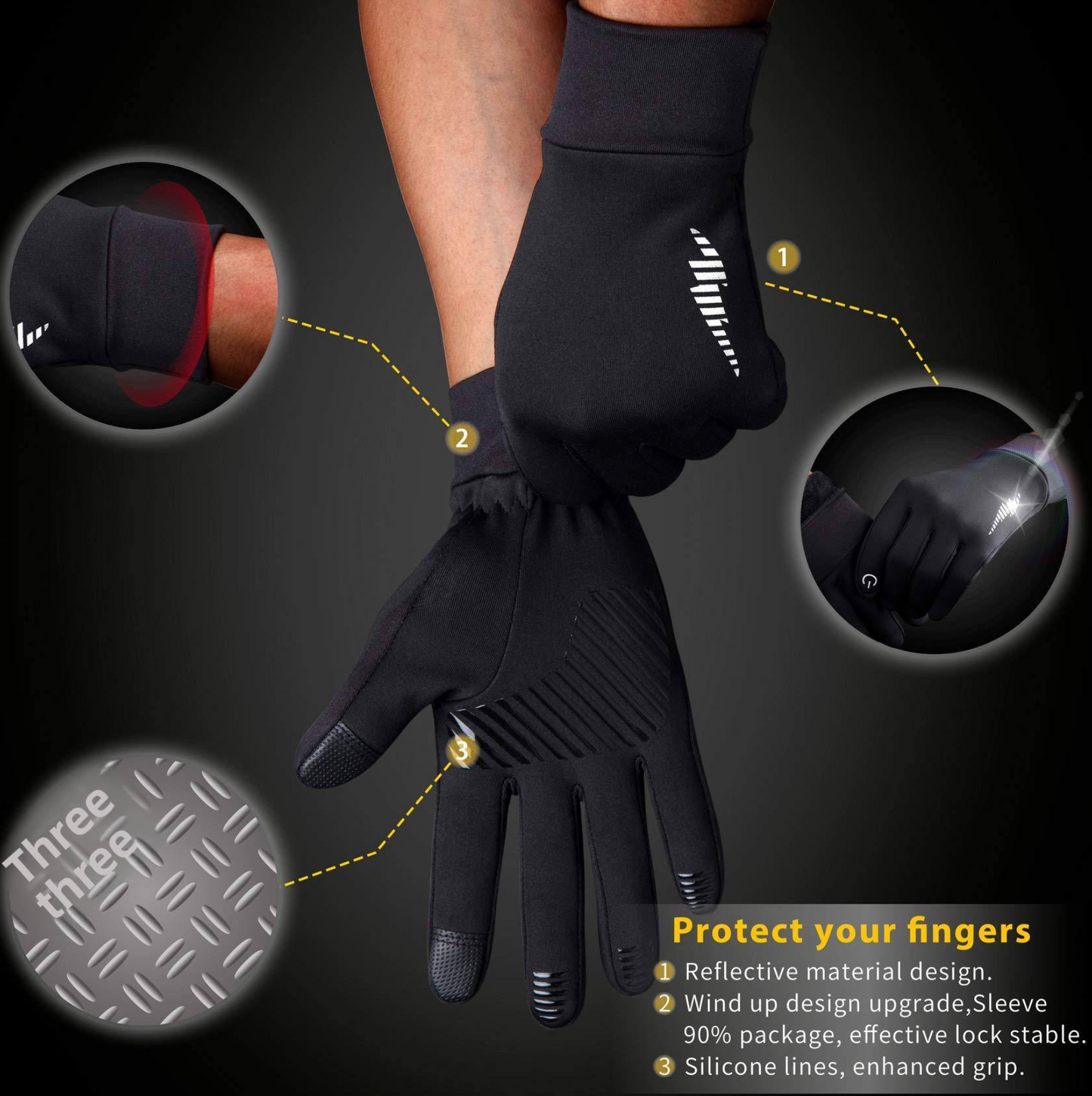 Anti-Slip Waterproof Touch Screen Thermal Gloves