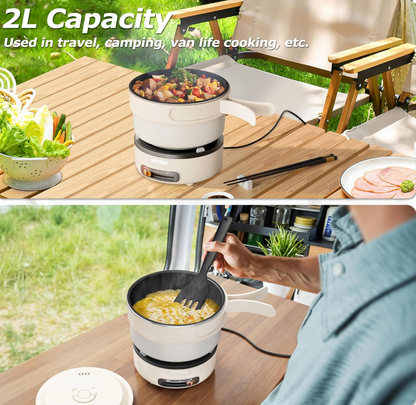 Portable Electric Cooking Pot with Foldable Handle(2L)