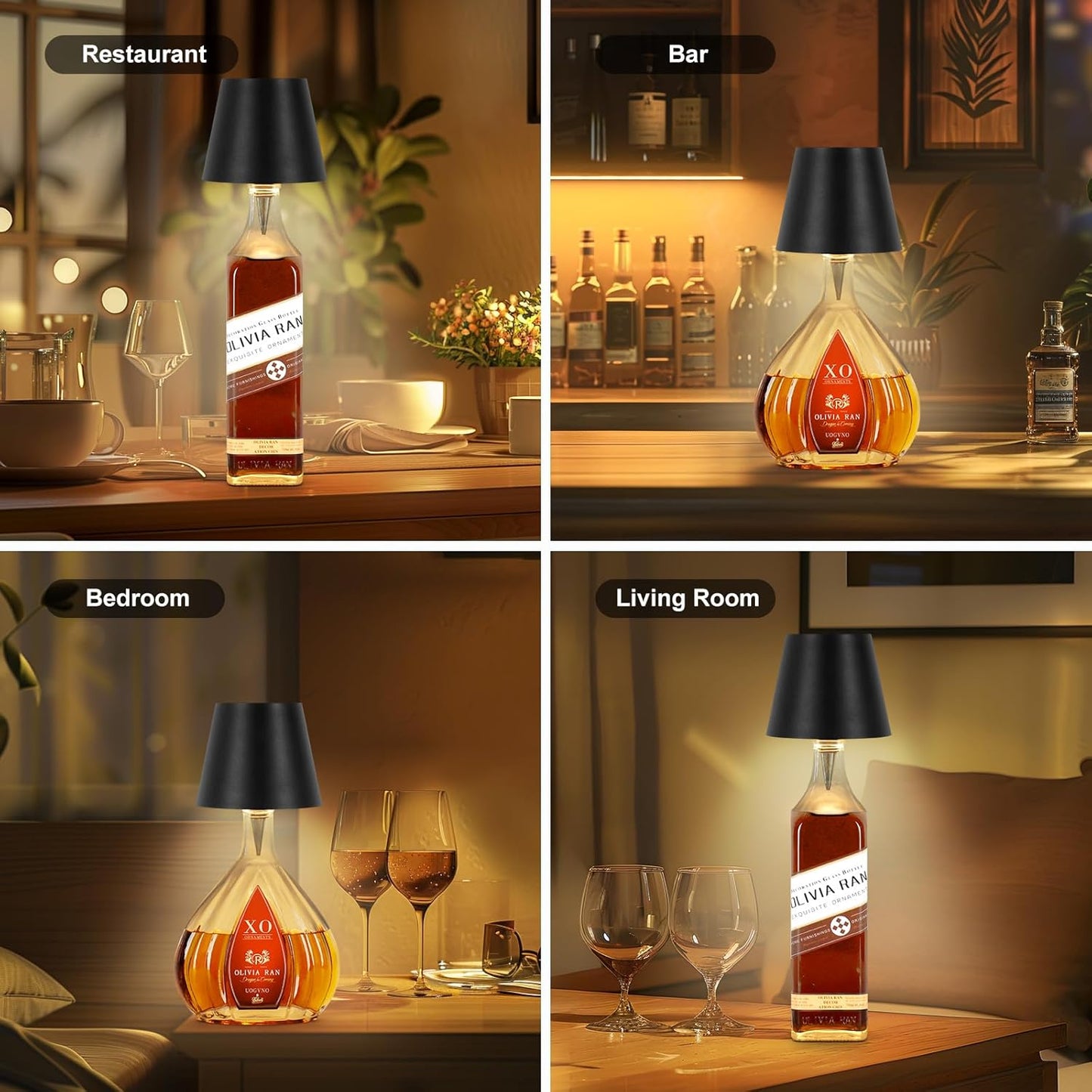 Metal Wireless Bottle Lamp (Pack Of 4)