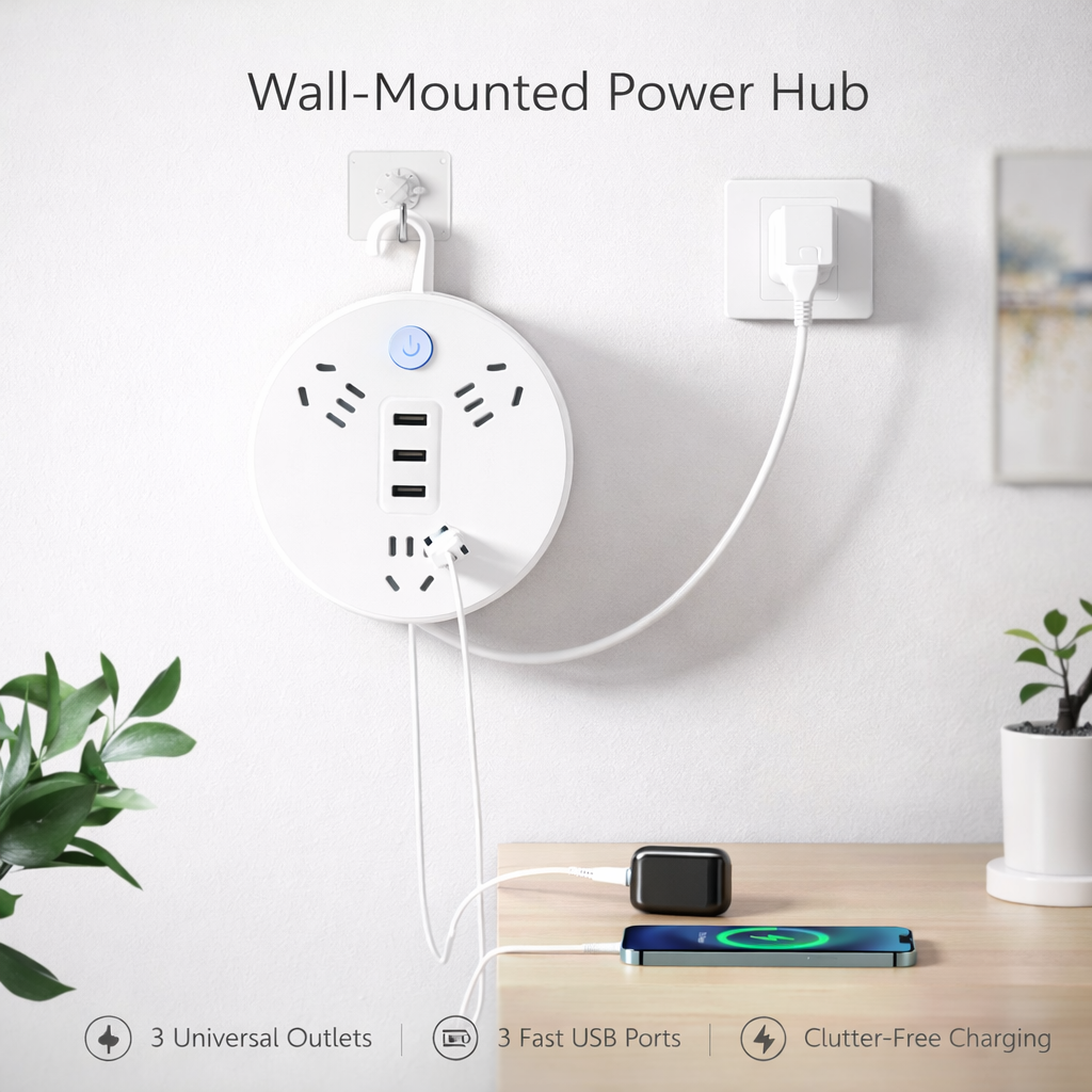 Multi-socket Plug With USB Night Light(4 Sockets + 2USB)