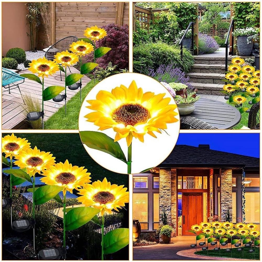Waterproof Solar Sunflower Garden Lights (Pack Of 2)
