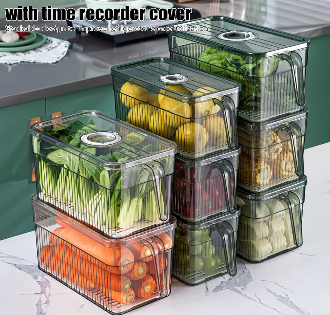 Clear Fridge Storage Box With Drain Tray