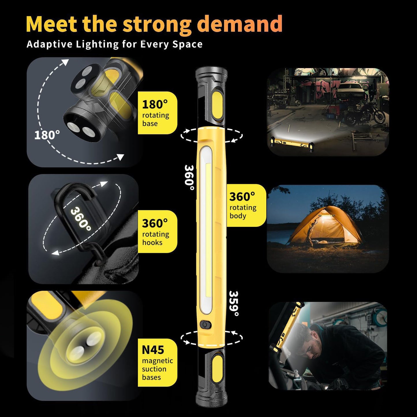 Multifunctional Magnetic Flashlight Rod With Powerbank