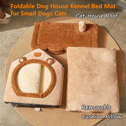 Pet House Bed with Secure Comfort Plush Cozy Space