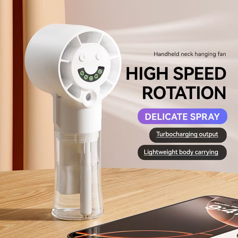 Misting Handheld Fan With Neck-String