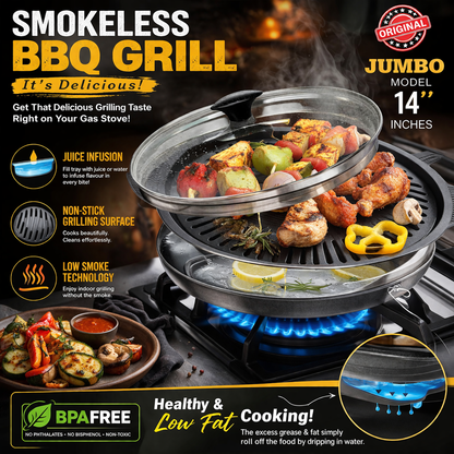 Smokeless Portable Indoor & Outdoor BBQ Tandoor (Non-Stick)