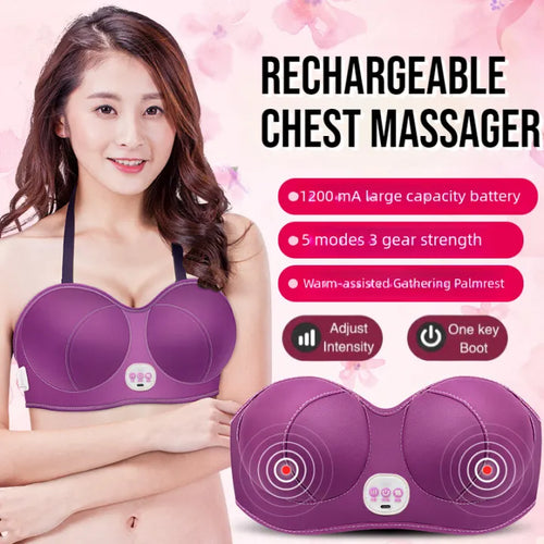 Rechargeable Breast Enhancement Vibrating Massager Bra