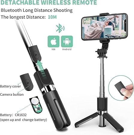 3 in 1 Extendable Selfie Stick Tripod With Remote