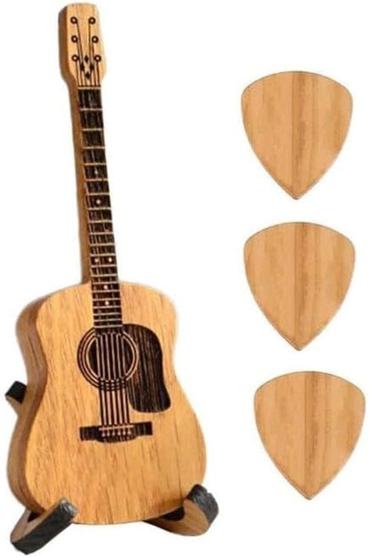 Mini Wooden Guitar Pick Case