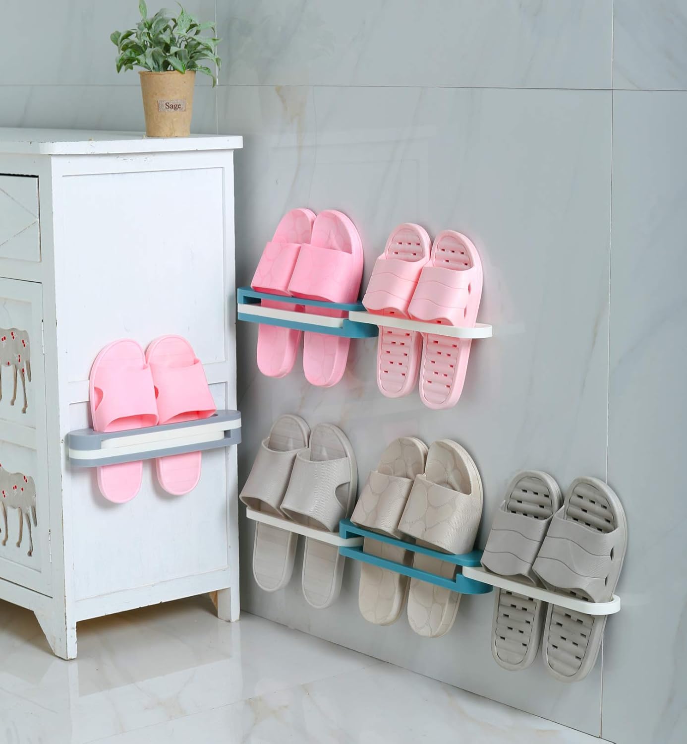 Wall-Mounted Slipper Storage Folding Shelf
