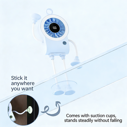 Handheld Suction Cup Fan With LED Light & Digital Display