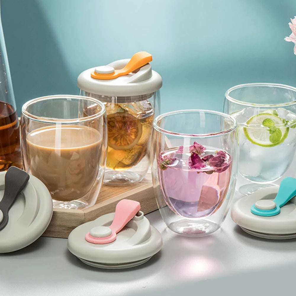 Double-Layer Glass Water Cup With Lid