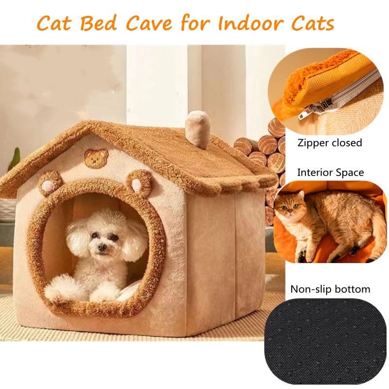 Pet House Bed with Secure Comfort Plush Cozy Space