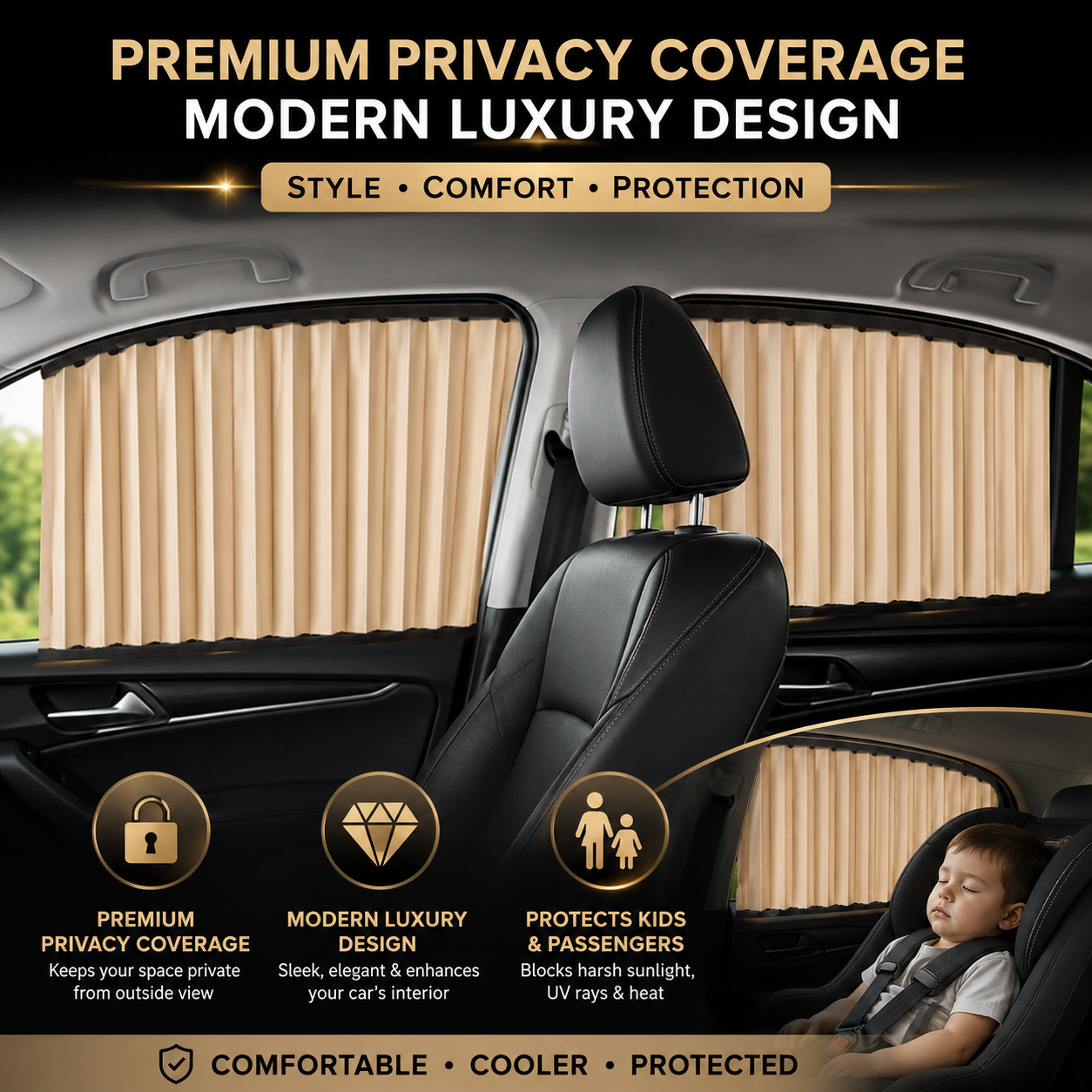 Magnetic Car Sun Shade Curtain (Set of 4)