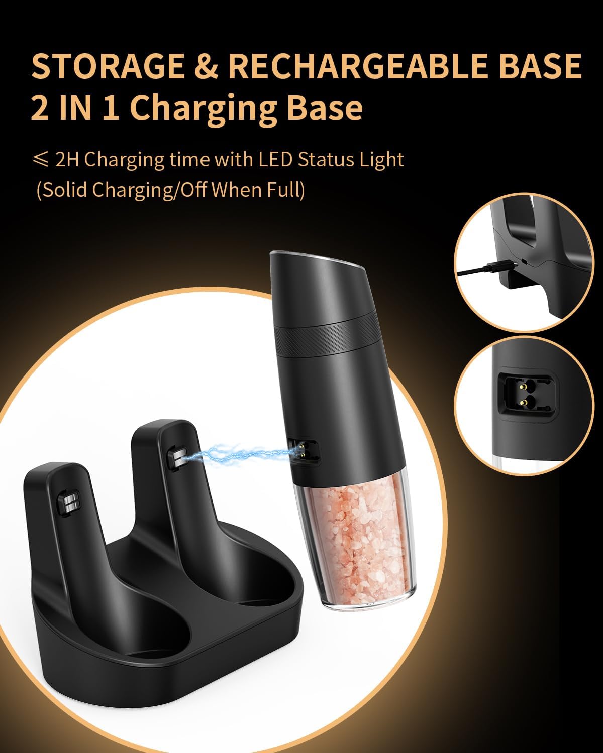 Rechargeable Electric Salt and Pepper Grinder Set