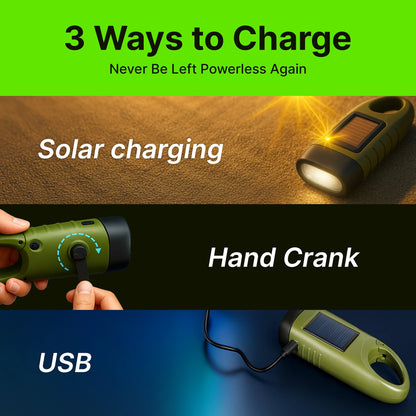 Solar Hand Crank Flashlight And Power Bank