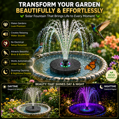 Portable Solar Pool Rotating Fountain With Light (7 colours)