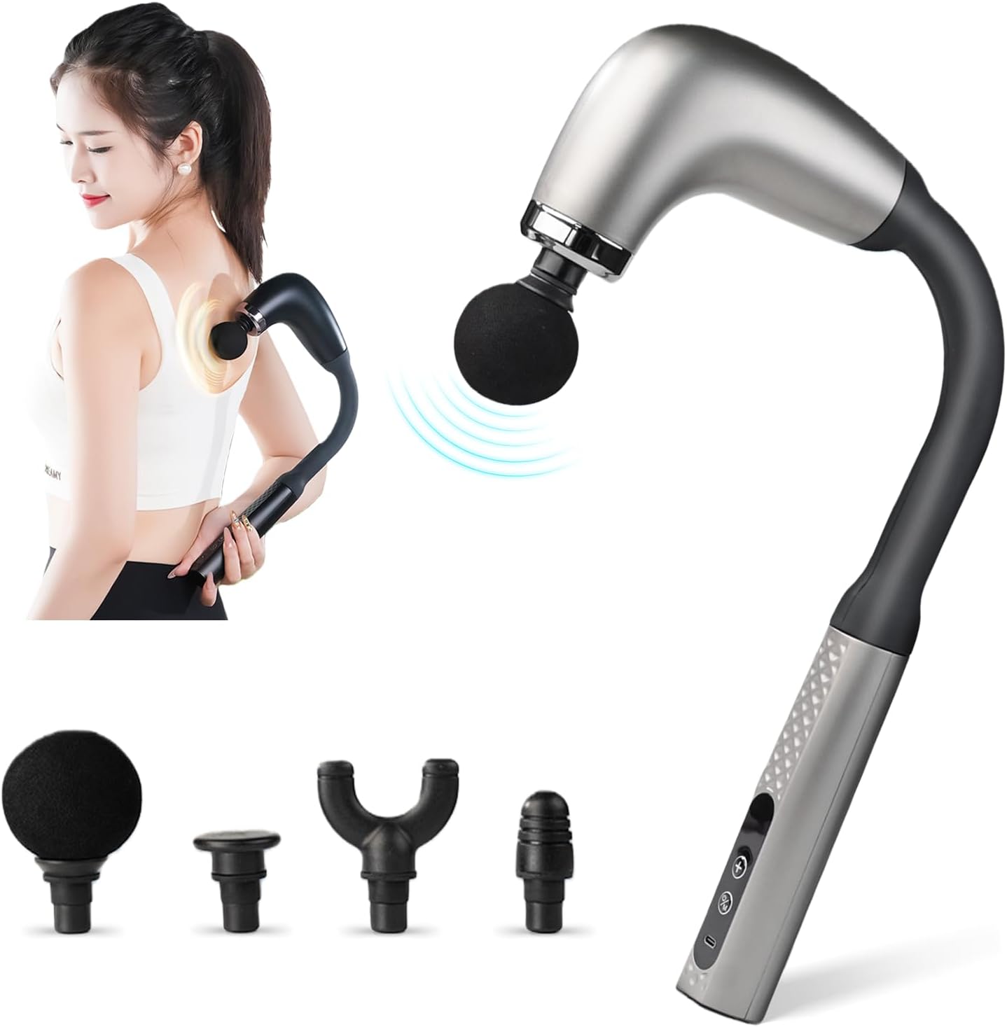 U-Shaped Massager gun With 4 Head Attachment