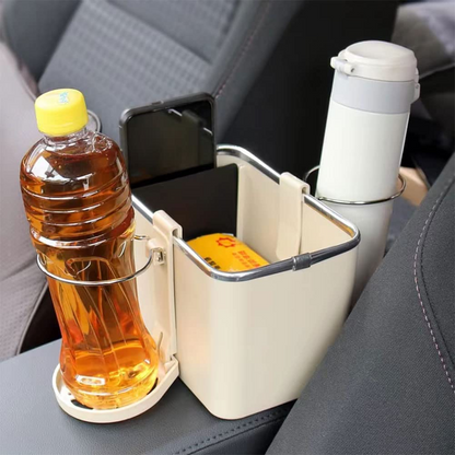 Car Storage Box with 2 Foldable Cup Holders