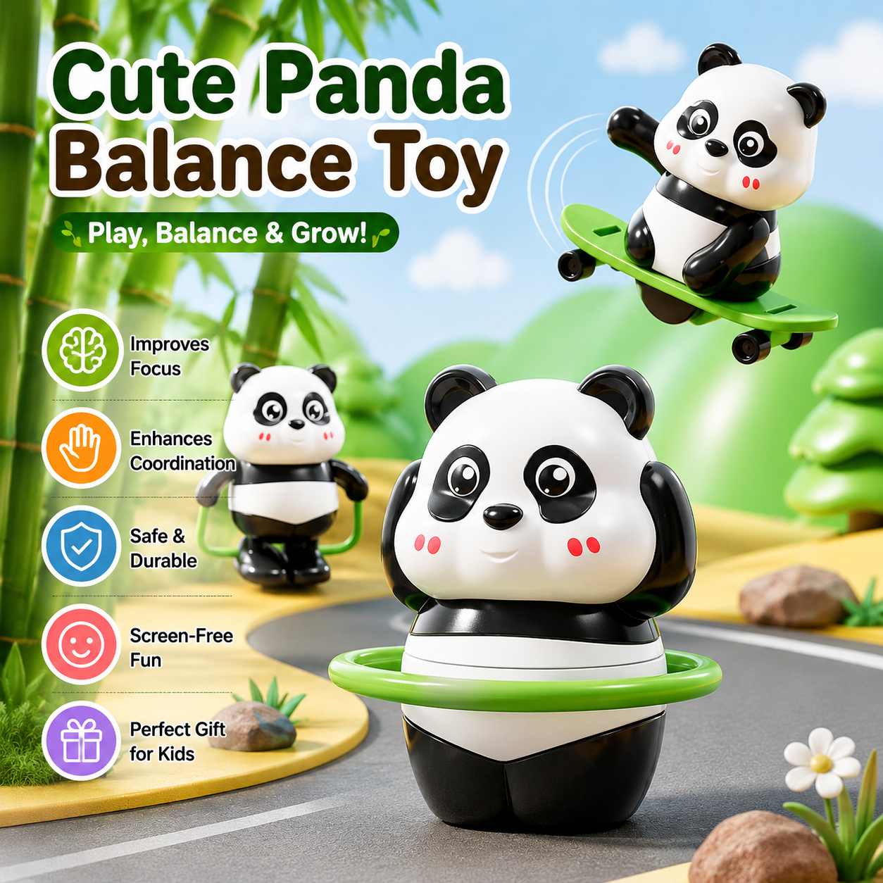 Tumbling & Swinging Panda Toy