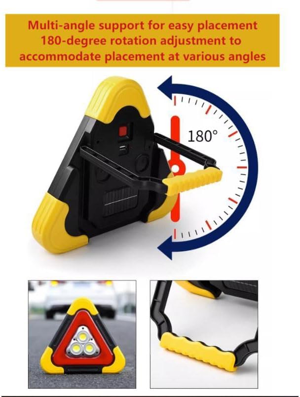 Solar LED Emergency Triangle – Safety Light for Vehicles