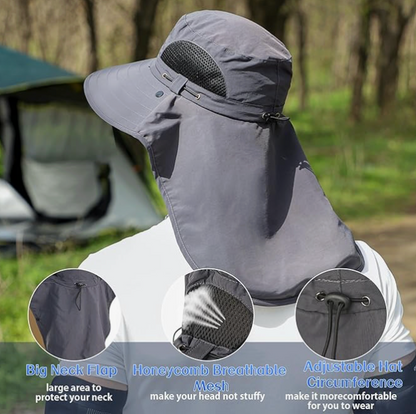 Outdoor Sun Hat Bucket Hat With Neck Flap