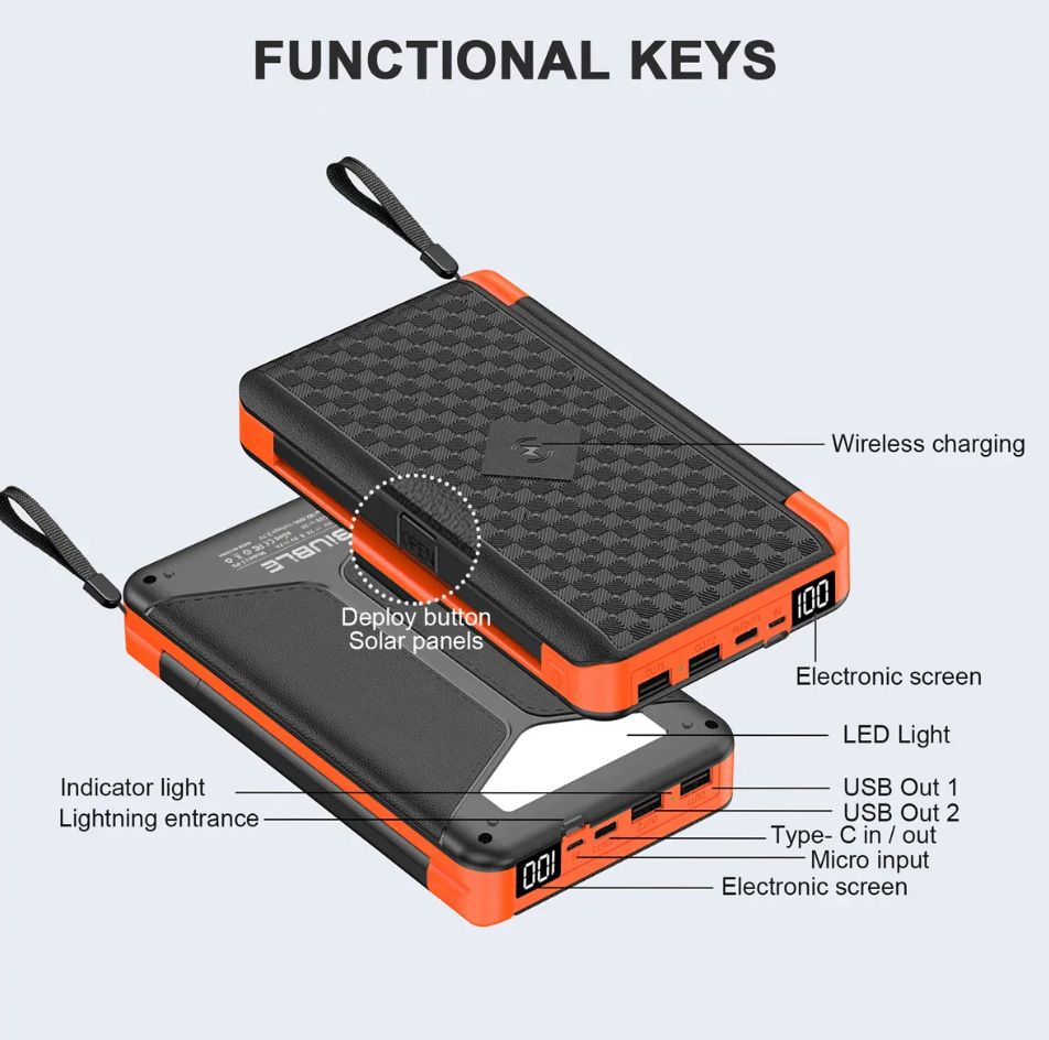 Multifunctional Foldable Solar Power Bank (10,000 mah)