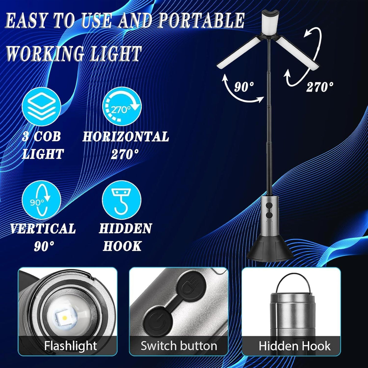 Rechargeable Expandable Camping Light Stand