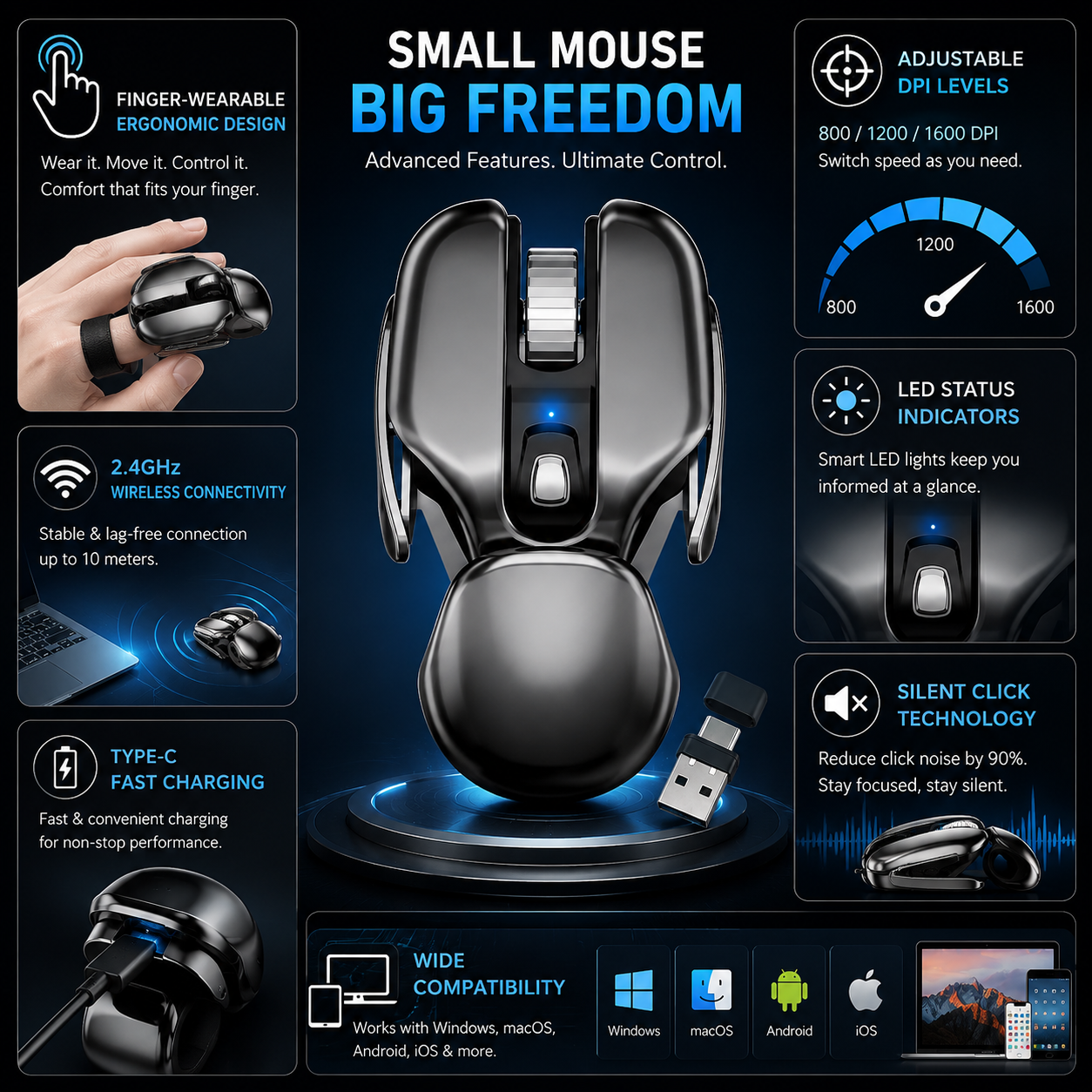 Inphic PX2 Metal Wireless Office & Gaming Mouse