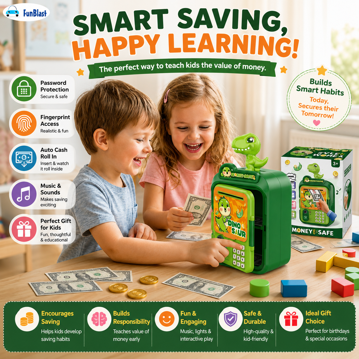 Kids ATM Machine Toy With Fingerprint Password