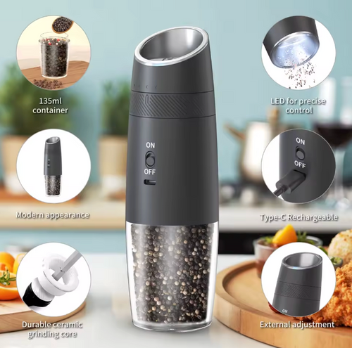 Rechargeable Electric Salt and Pepper Grinder Set