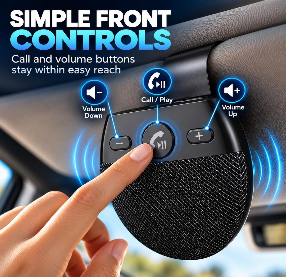 Wireless Bluetooth Sun Visor Handsfree Speaker