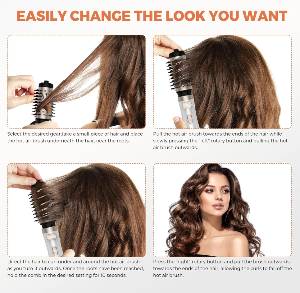 Rotating 2-in-1 Hair Dryer & Curling Iron Brush