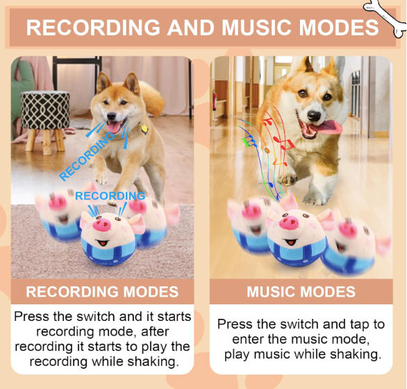 Interactive Bouncing Dog Pig Plush Toy