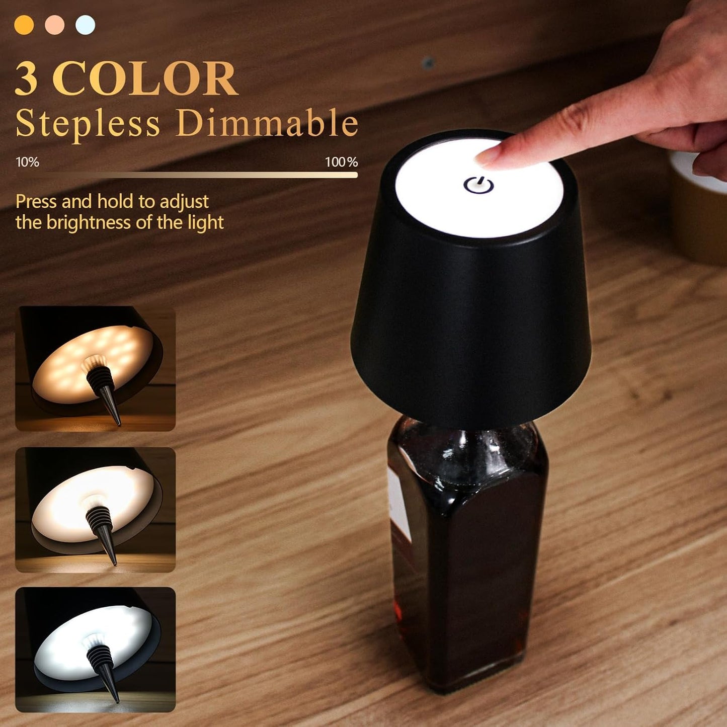 Metal Wireless Bottle Lamp (Pack Of 4)