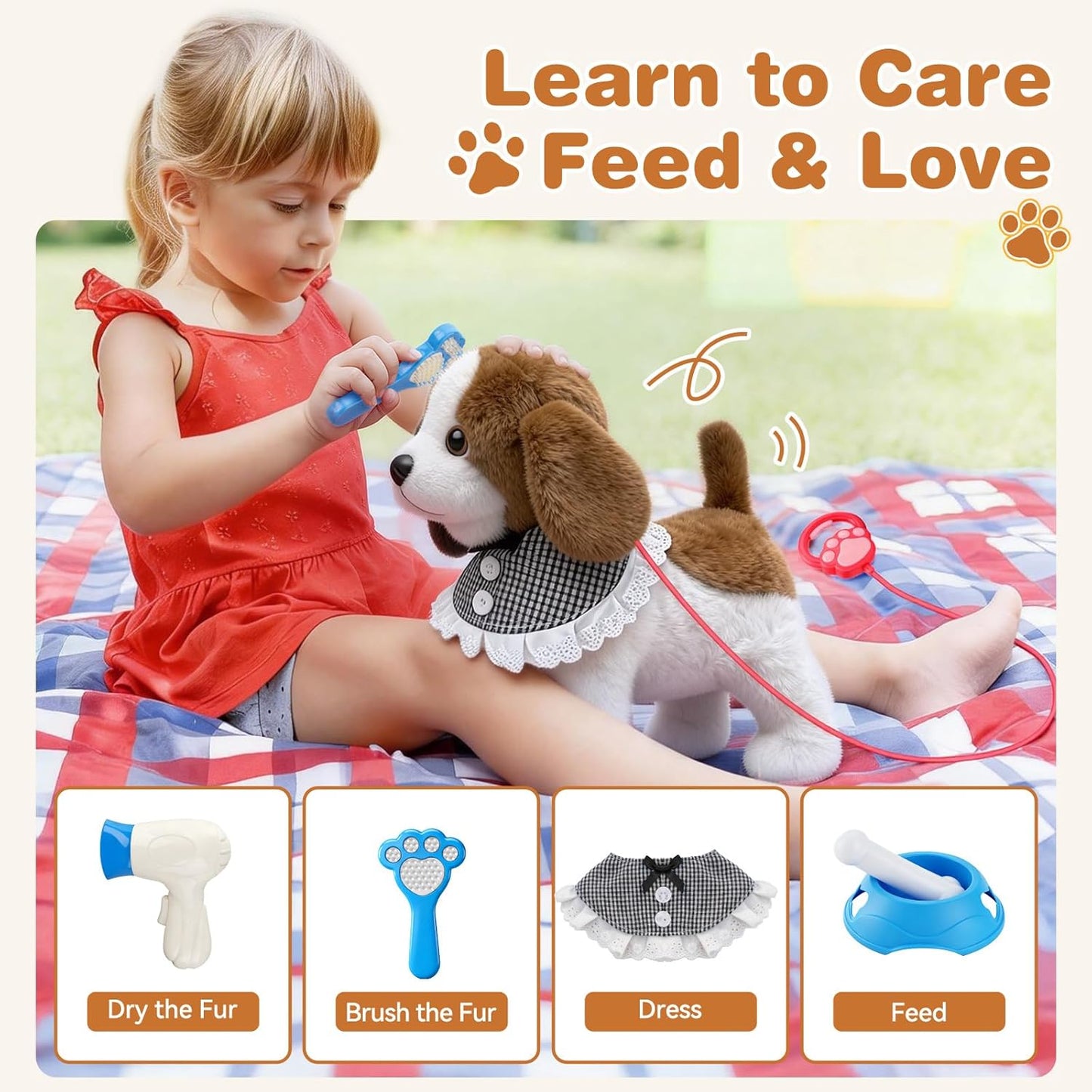 Interactive Plush Puppy Toy- Walks, Barks, Shake Tail