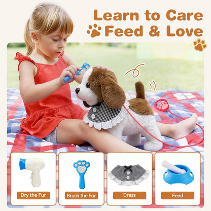 Interactive Plush Puppy Toy- Walks, Barks, Shake Tail